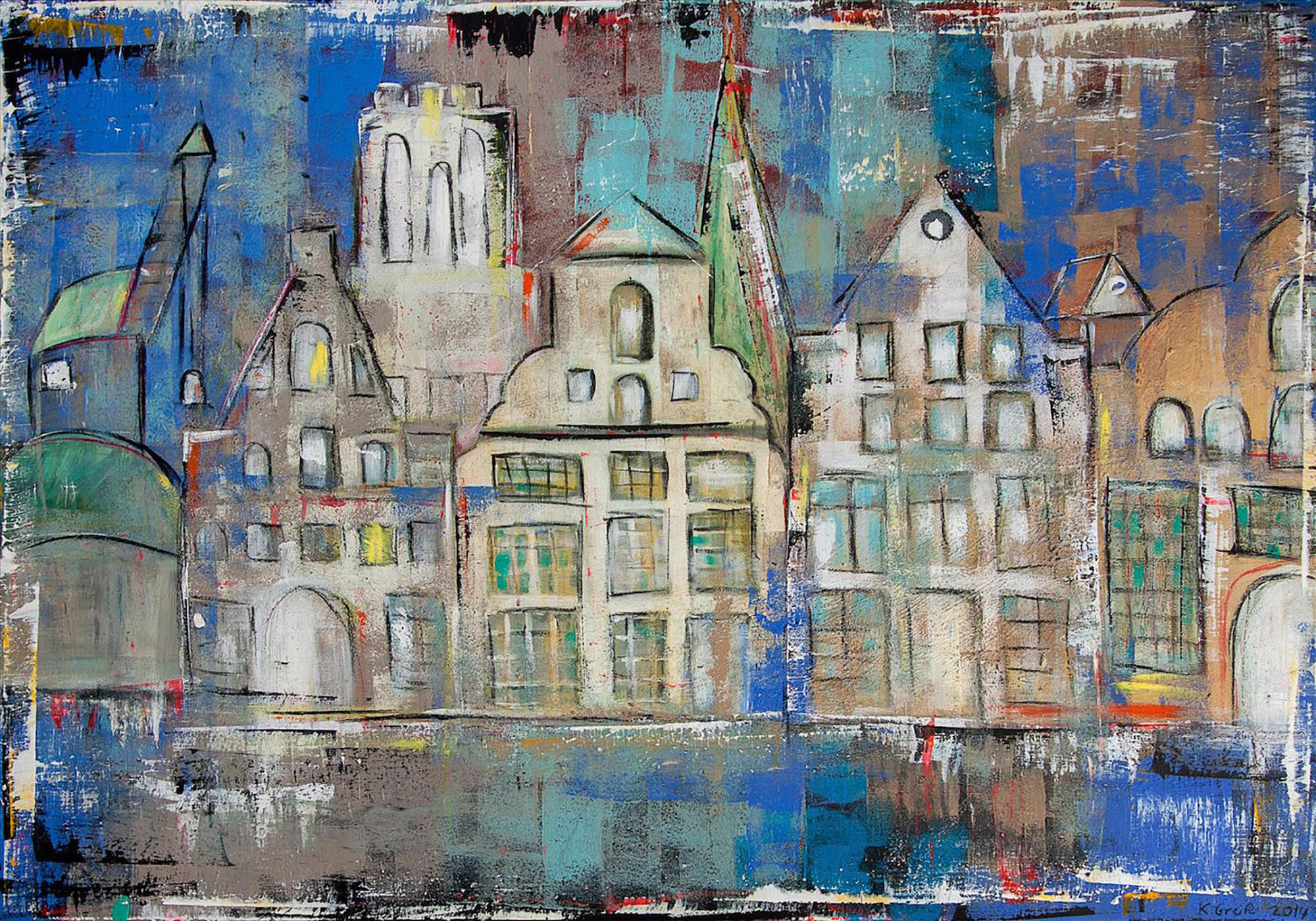 Das Gemälde Salzstadt Lüneburg blau ist eines der bekanntesten Werke der Lüneburger Malerin Karin Greife. Es zeigt Einige Wahrzeichen Lüneburgs (Alter Kran, Stintmarkt-Häuser, Wasserturm, Mühle, Johanniskirche) in angenehmen Blautönen mit Türkis, Weiss, Ocker, Braun und Schwarz. Vieles wurde abstrahiert und angedeutet, trotzdem erkennt der Betrachter sofort die Szenerie.