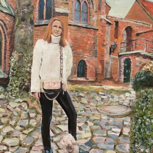 Kunstdruck "Sylvie vor der Lüneburger St. Michaeliskirche"