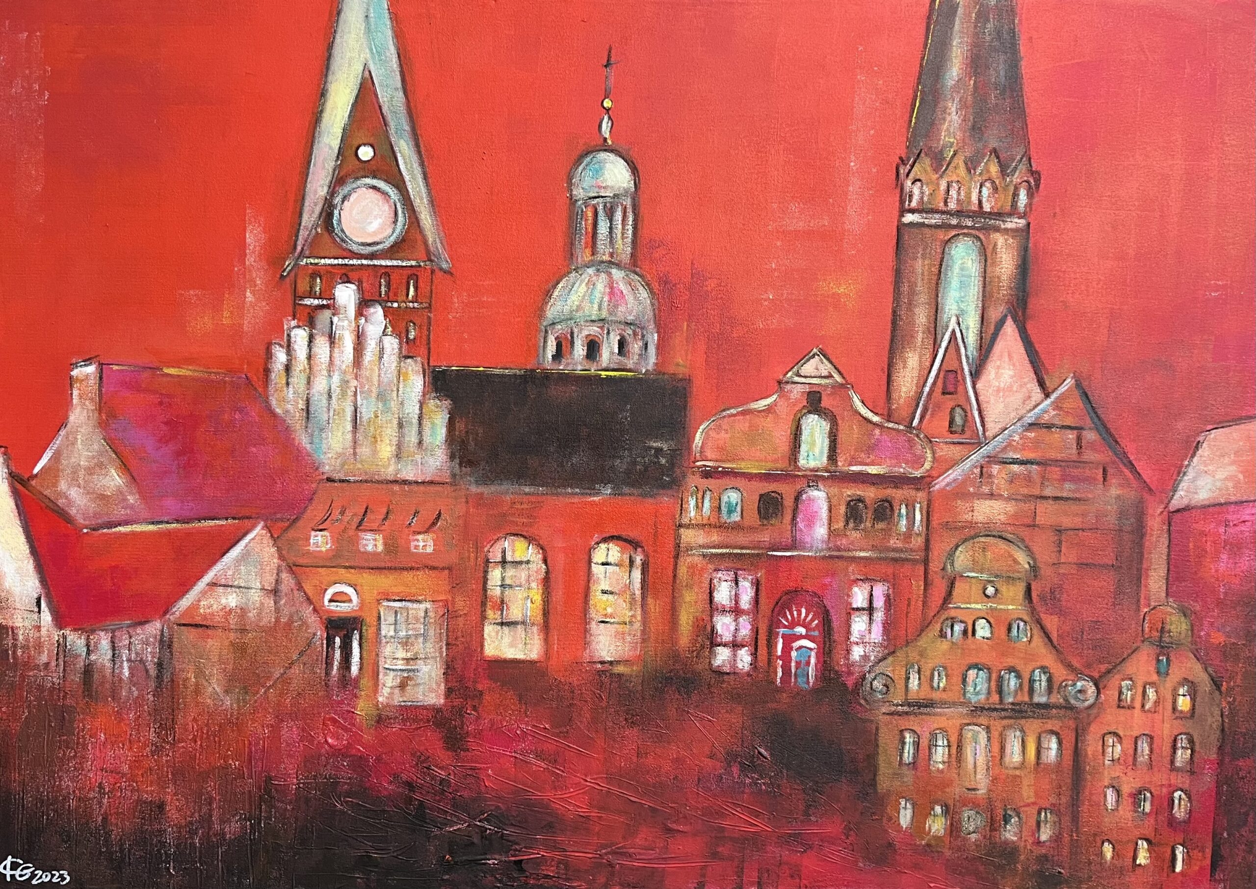 Kunstdruck "Lüneburg Sonnenuntergang"