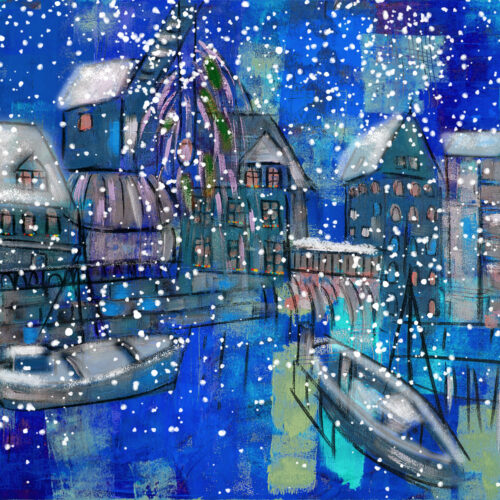 Kunstdruck "Das Lüneburger Wasserviertel im Weihnachtsglanz"