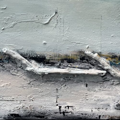 Treibgut (2024) 100 x 50 cm,, Installation auf Leinwand