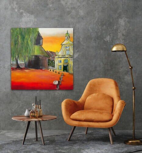 Kunstdruck "Abendsonne am Alten Kran in Lüneburg" - Ansicht 1