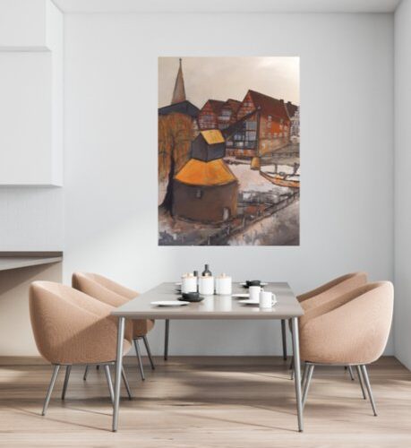 Kunstdruck "Abendsonne am alten Kran Lüneburg" - Ansicht 1