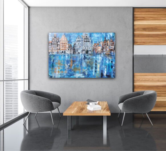Kunstdruck "Am Sande Lüneburg mit Industrie- und Handelskammer nach dem Regen" - Ansicht 1