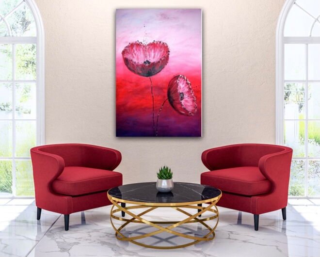 Kunstdruck "Blumen vor der Mauer" - Ansicht 1