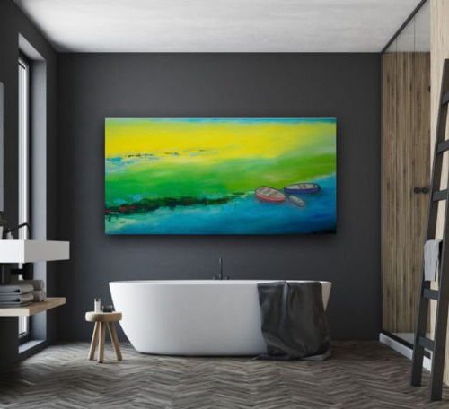 Kunstdruck "Flusslandschaft mit Booten" - Ansicht 1