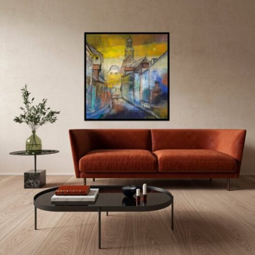 Kunstdruck "Spaziergang zum Lüneburger Marktplatz durch die Burmeisterstrasse in der Abendsonne" - Ansicht 1