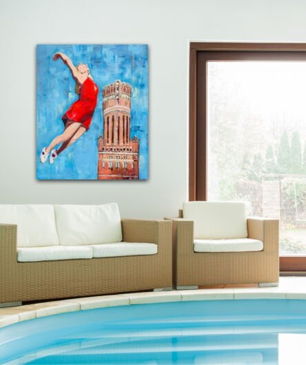 Kunstdruck "Gesine vor dem Lüneburger Wasserturm" - Ansicht 3