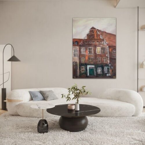 Kunstdruck "Heinrich-Heine-Haus Lüneburg mit Roten Rosen" - Ansicht 1