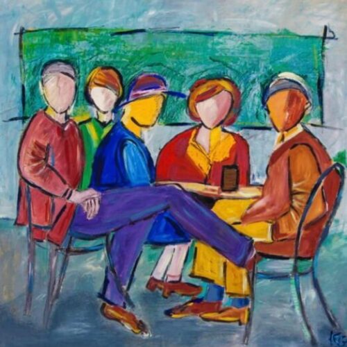 4 quadratische Motive mit Menschen als Mini-Drucke im & 4 Kunstpostkarten als Paket 9 - Ansicht 1