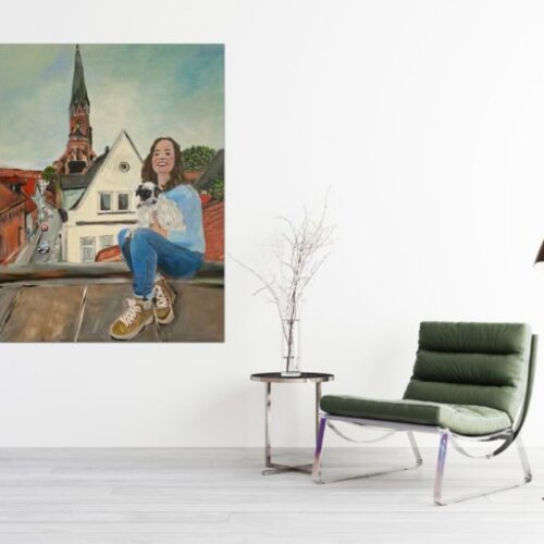 Kunstdruck "Kate Kitchenham über den Dächern Lüneburgs vor der Nicolaikirche" - Ansicht 1