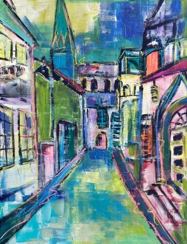 Kunstdruck "Lüneburgs Koltmannstrasse mit Blick auf die St. Nicolaikirche" - Ansicht 1