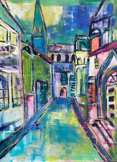 Kunstdruck "Lüneburgs Koltmannstrasse mit Blick auf die St. Nicolaikirche" - Ansicht 1