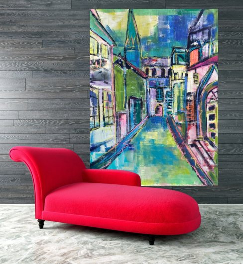 Kunstdruck "Lüneburgs Koltmannstrasse mit Blick auf die St. Nicolaikirche" - Ansicht 3
