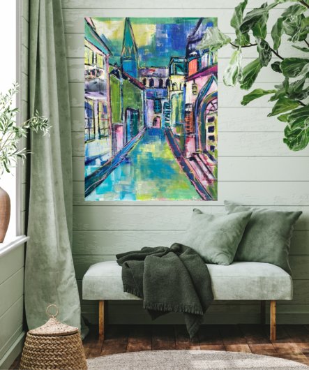 Kunstdruck "Lüneburgs Koltmannstrasse mit Blick auf die St. Nicolaikirche" - Ansicht 1
