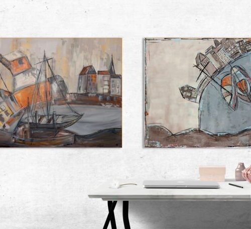 Kunstdruck Kranszenerie Lüneburg - Alter Kran und Wasserviertel - Ansicht 1