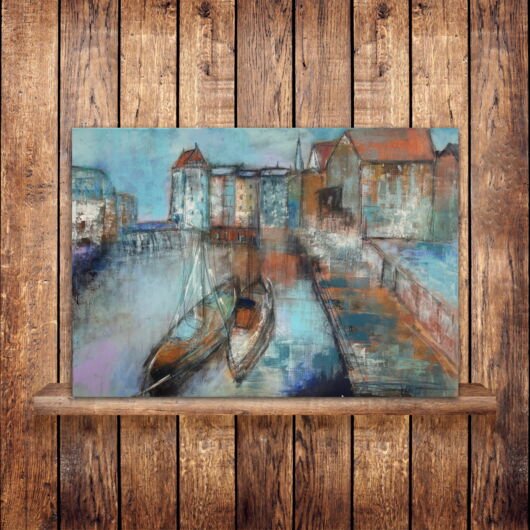 Kunstdruck "Nebliger Morgen am Stintmarkt Lüneburg" - Ansicht 2