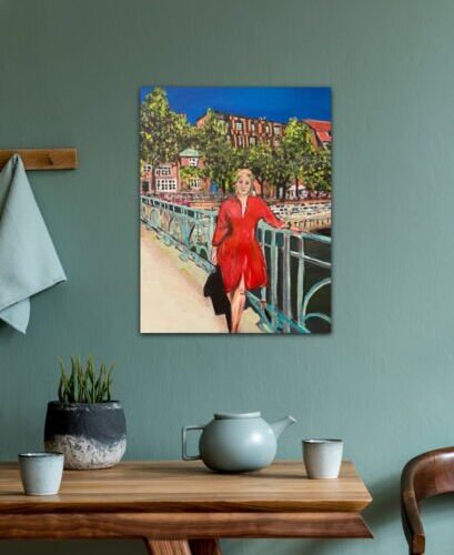 Kunstdruck "Fräulein Paula auf der Lüneburger Stintbrücke" - Ansicht 1