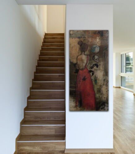 Kunstdruck "Rückenfrei- Frau in rotem Kleid" - Ansicht 1