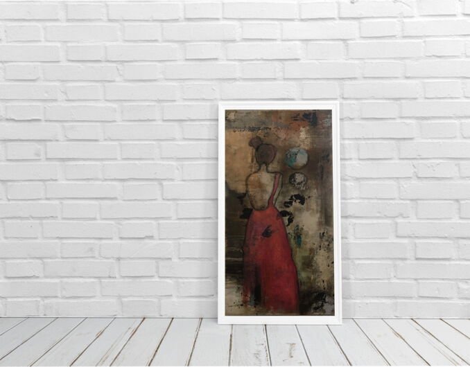 Kunstdruck "Rückenfrei- Frau in rotem Kleid" - Ansicht 4