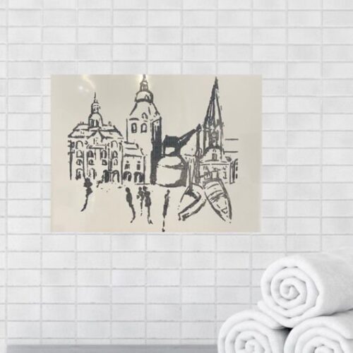Steinzeug-Wandfliese mit Lüneburg-Motiv von Karin Greife - Ansicht 1