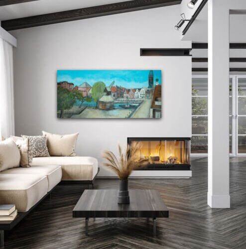 Kunstdruck "Wasserviertel Lüneburg mit Alter Kran Panorama" - Ansicht 1